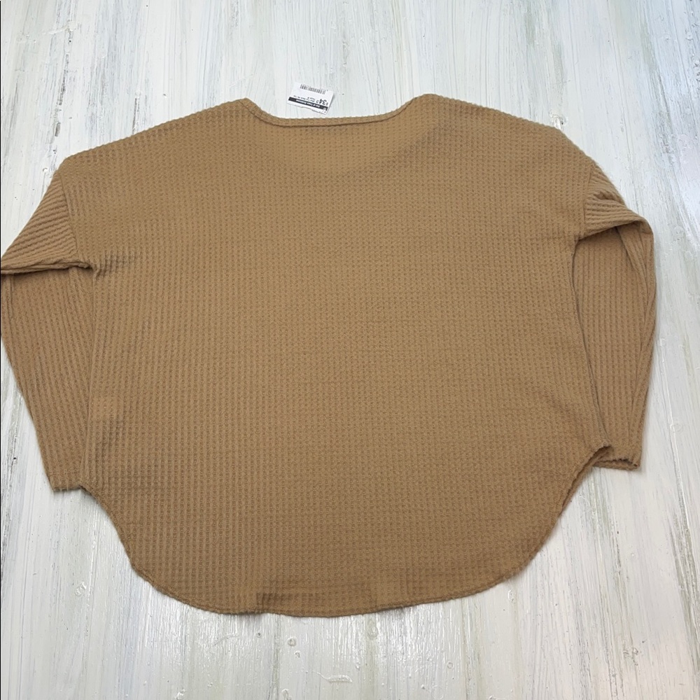 Final Touch Brushed Waffle Texture Knit Top in Carmal Sz M - Picture 8 of 10
